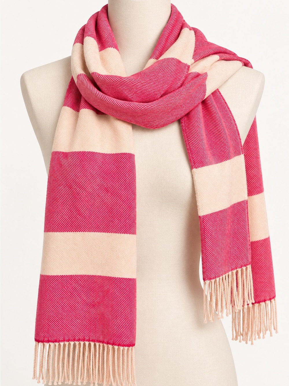 Banana Republic Pink & Cream Wide Stripe Scarf